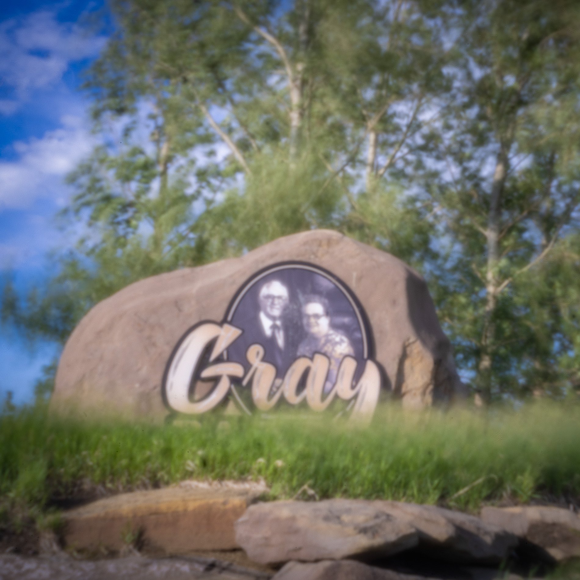 Gray Park sign, Pinhole image, Strathmore, AB, 2026-06-20