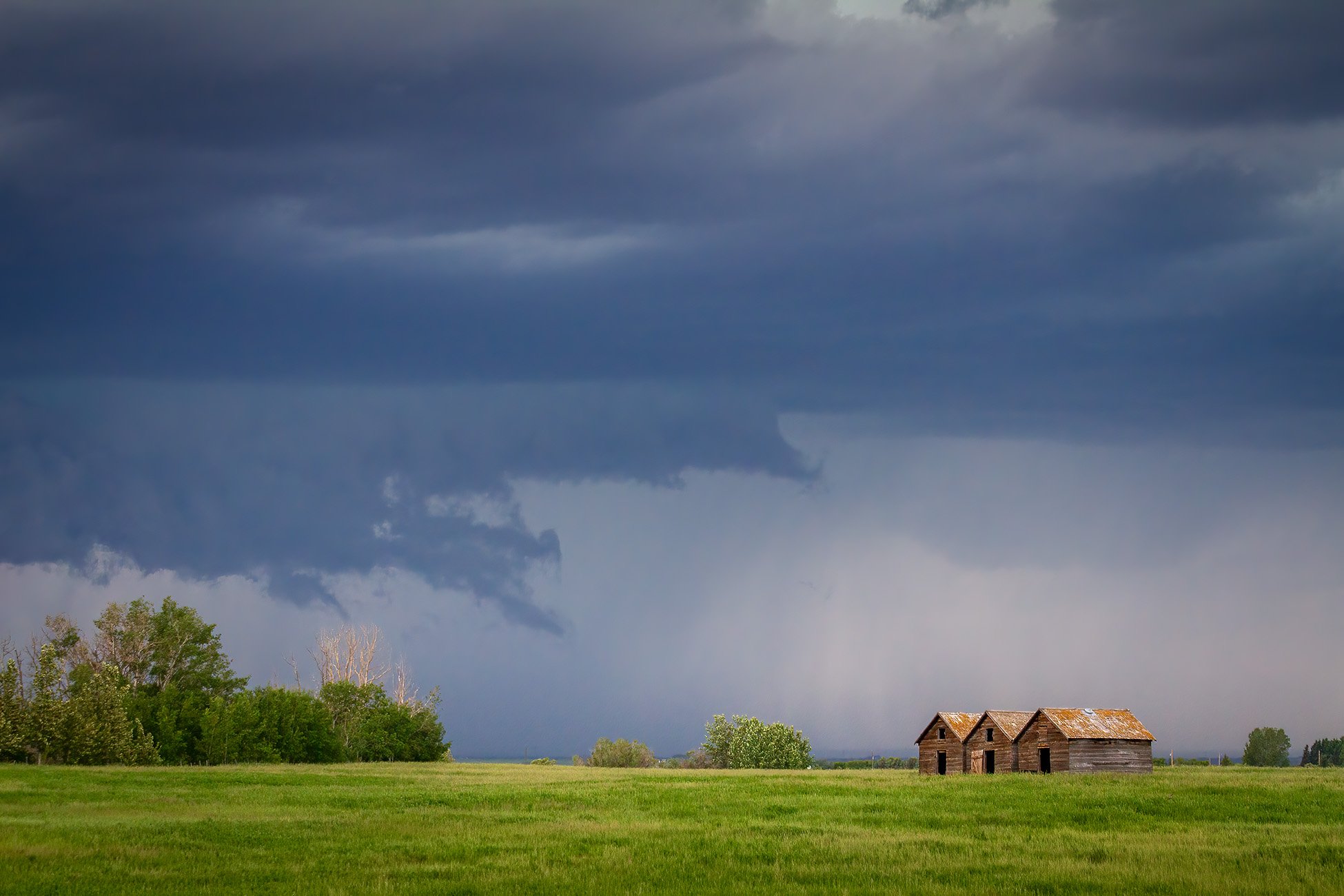 Sheds about to get real, East of Strathmore, AB, 2026-06-20