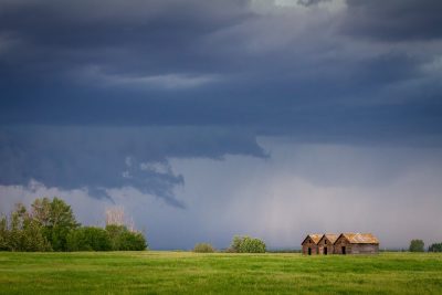 Sheds about to get real, East of Strathmore, AB, 2026-06-20