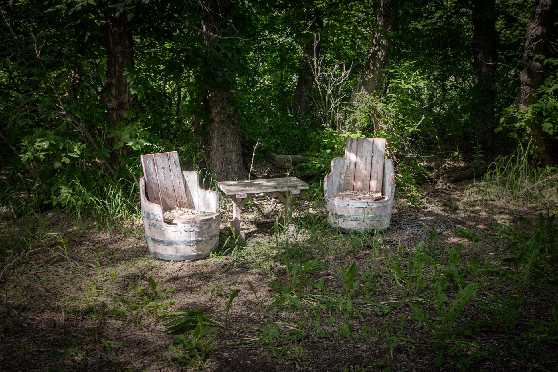 Hidden grotto seating, North of Strathmore, Rocky View County, AB, 2026-07-04