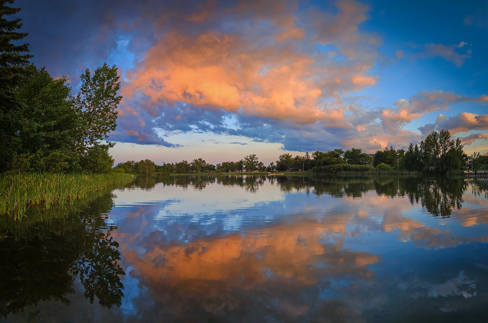 Sunset over Kinsmen Lake 01, Kinsmen Park, Strathmore, AB, 2026-07-01