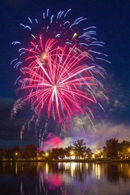 Fireworks closeup, Canada Day, Kinsmen Park, Strathmore, AB, 2026-07-01