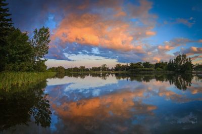 Sunset over Kinsmen Lake 01, Kinsmen Park, Strathmore, AB, 2026-07-01