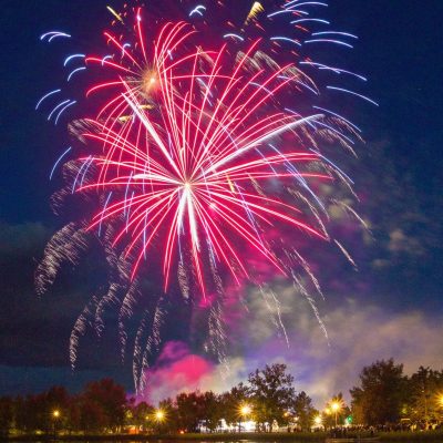 Fireworks closeup, Canada Day, Kinsmen Park, Strathmore, AB, 2026-07-01