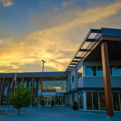 Municipal Building at Dusk, Strathmore, AB, 2026-07-29