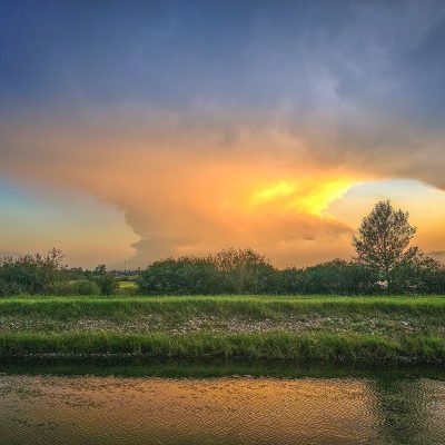 Storm behind the canal, Thomas Drive, Strathmore, AB, 2026-07-08