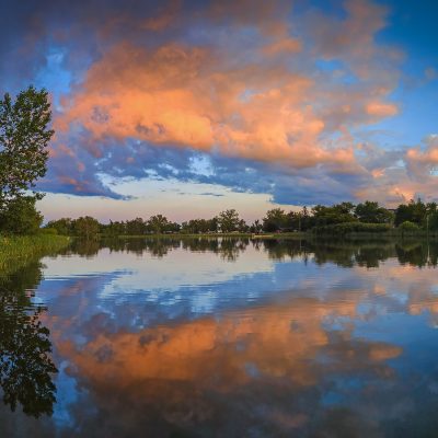 Sunset over Kinsmen Lake 01, Kinsmen Park, Strathmore, AB, 2026-07-01