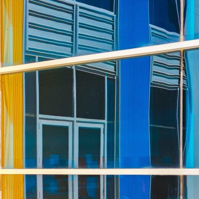 Reflected doorway, Winsport Center, Calgary, Alberta, 2026-08-04