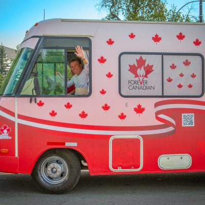 Thomas Lukaszuk driving Unity Bus, Forever Canadian, Strathmore, AB, 2026-08-01